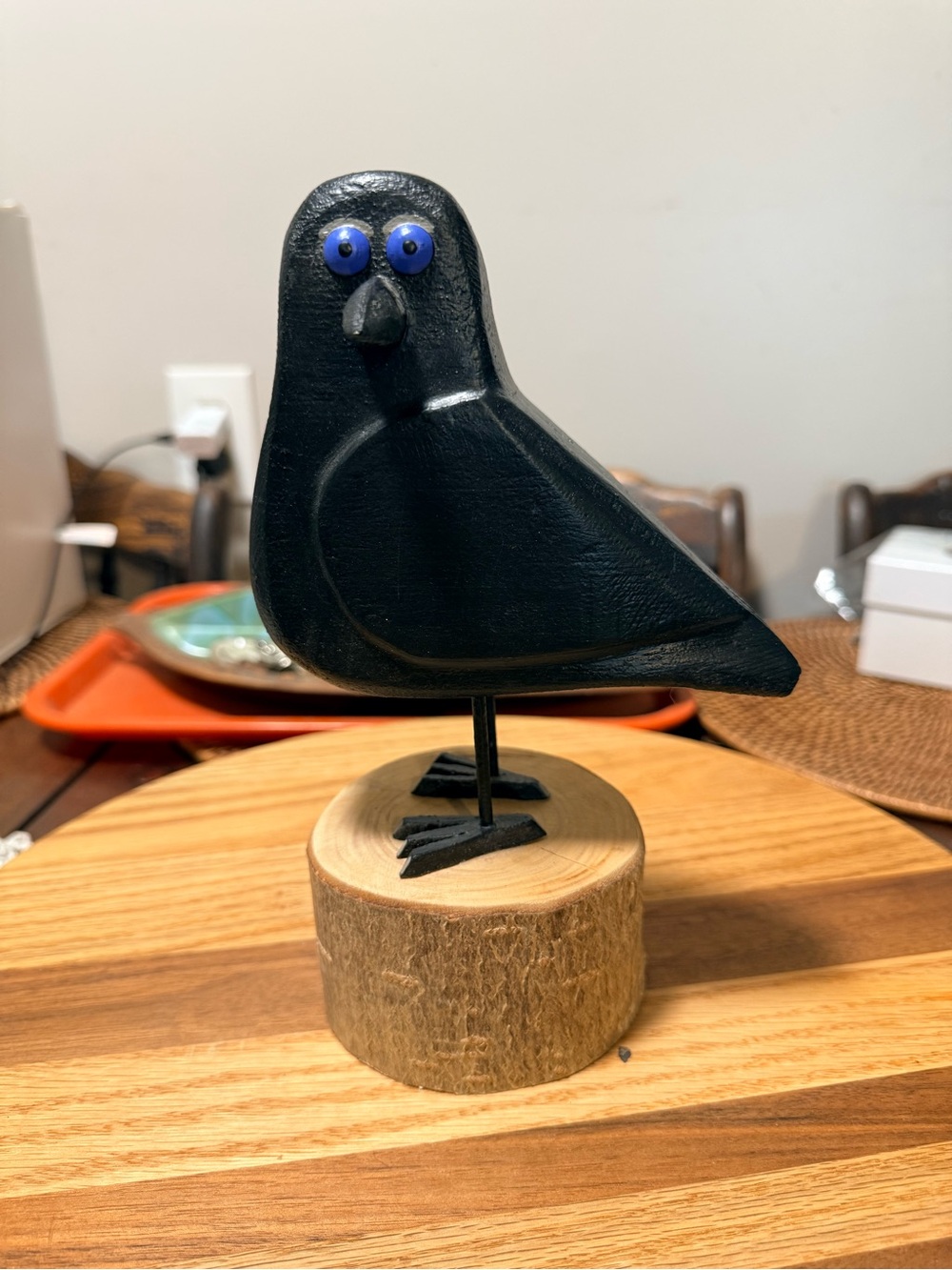 Vintage Whimsical Ralph Erickson Canadian Folk Art Carved Blackbird